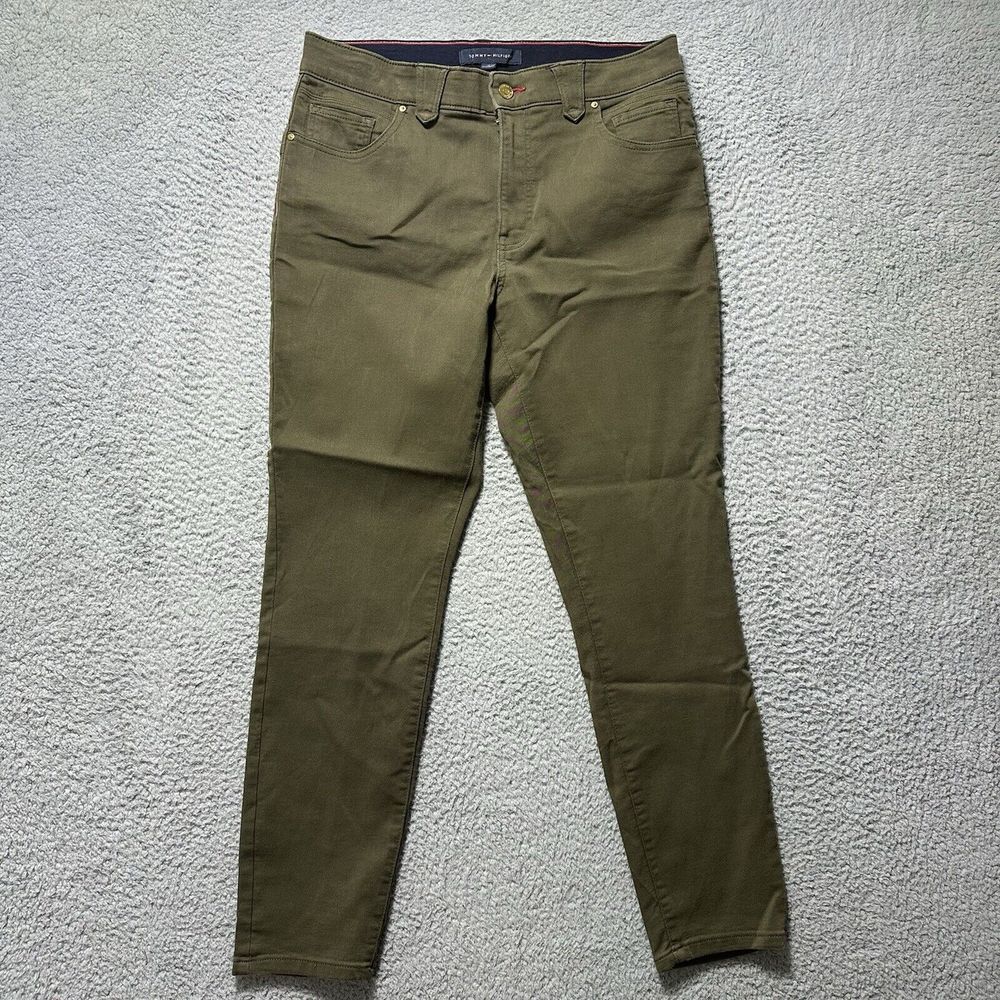 Tommy Hilfiger Chino Pants Womens size 12 Green Business Career Cotton Casual‎